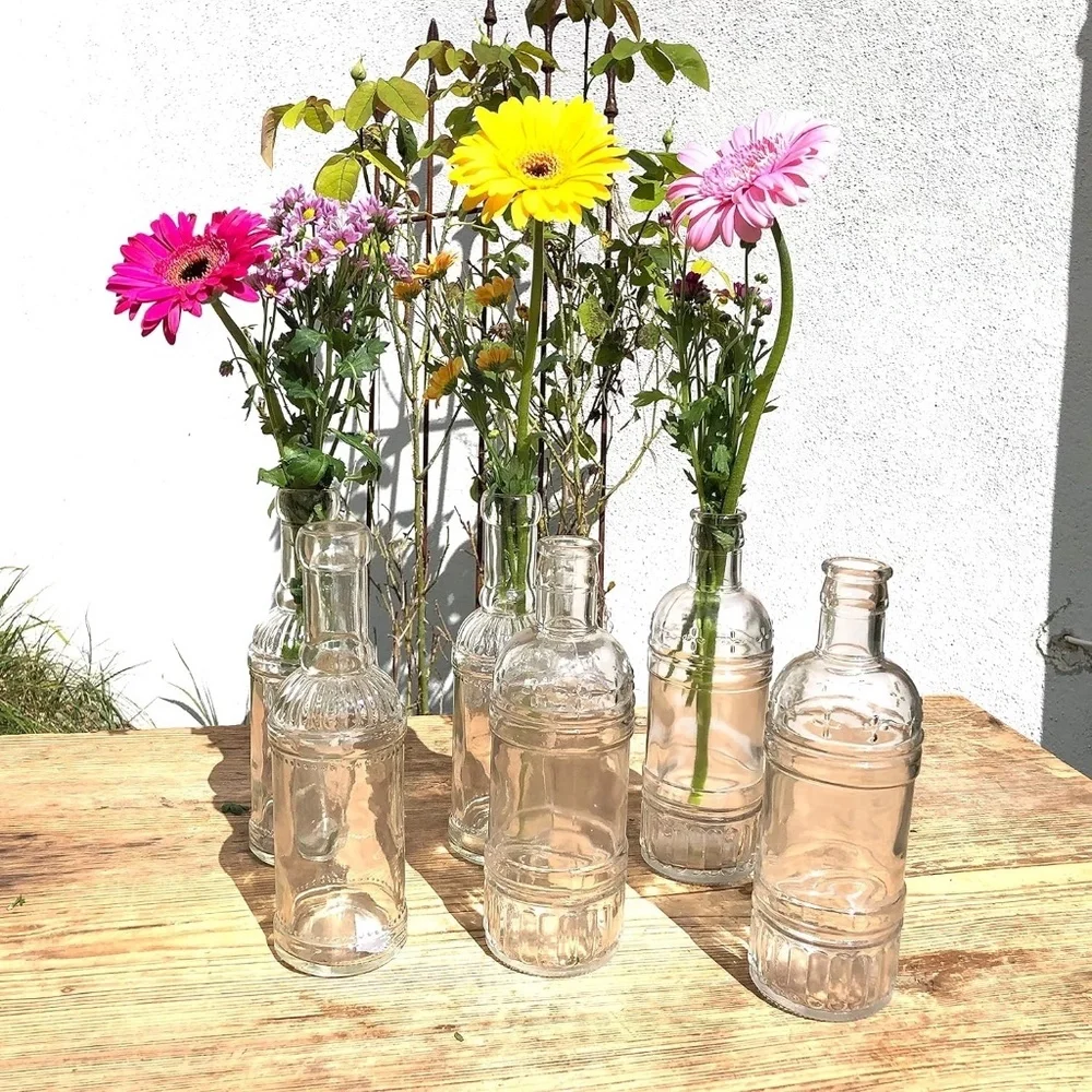 Decorative Vintage Style Glass Bottles, Set of 3